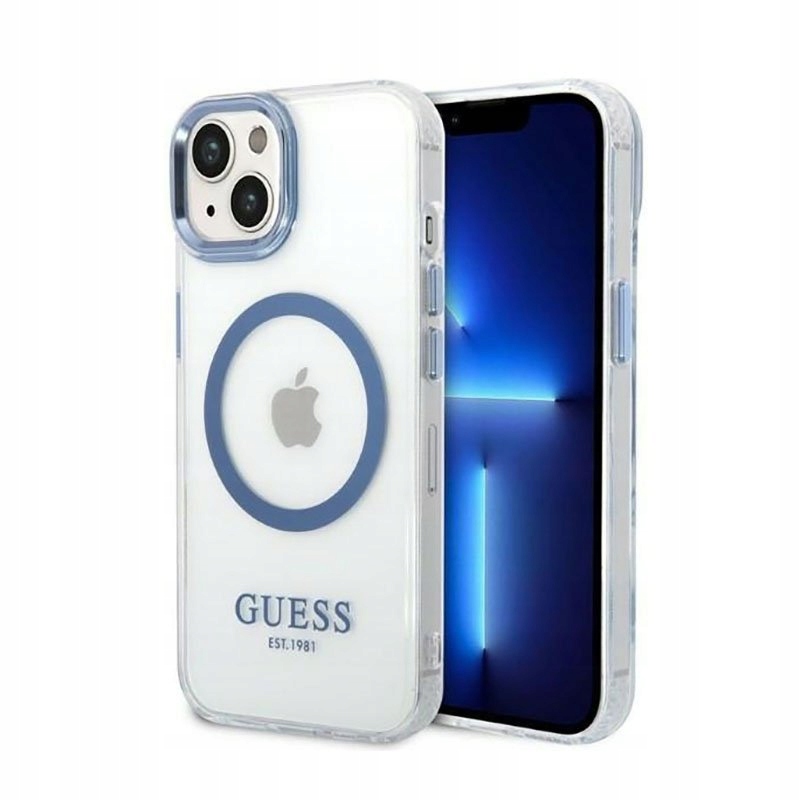 Guess Metal Magsafe – Pouzdro pro iPhone 14 Plus je průhledný