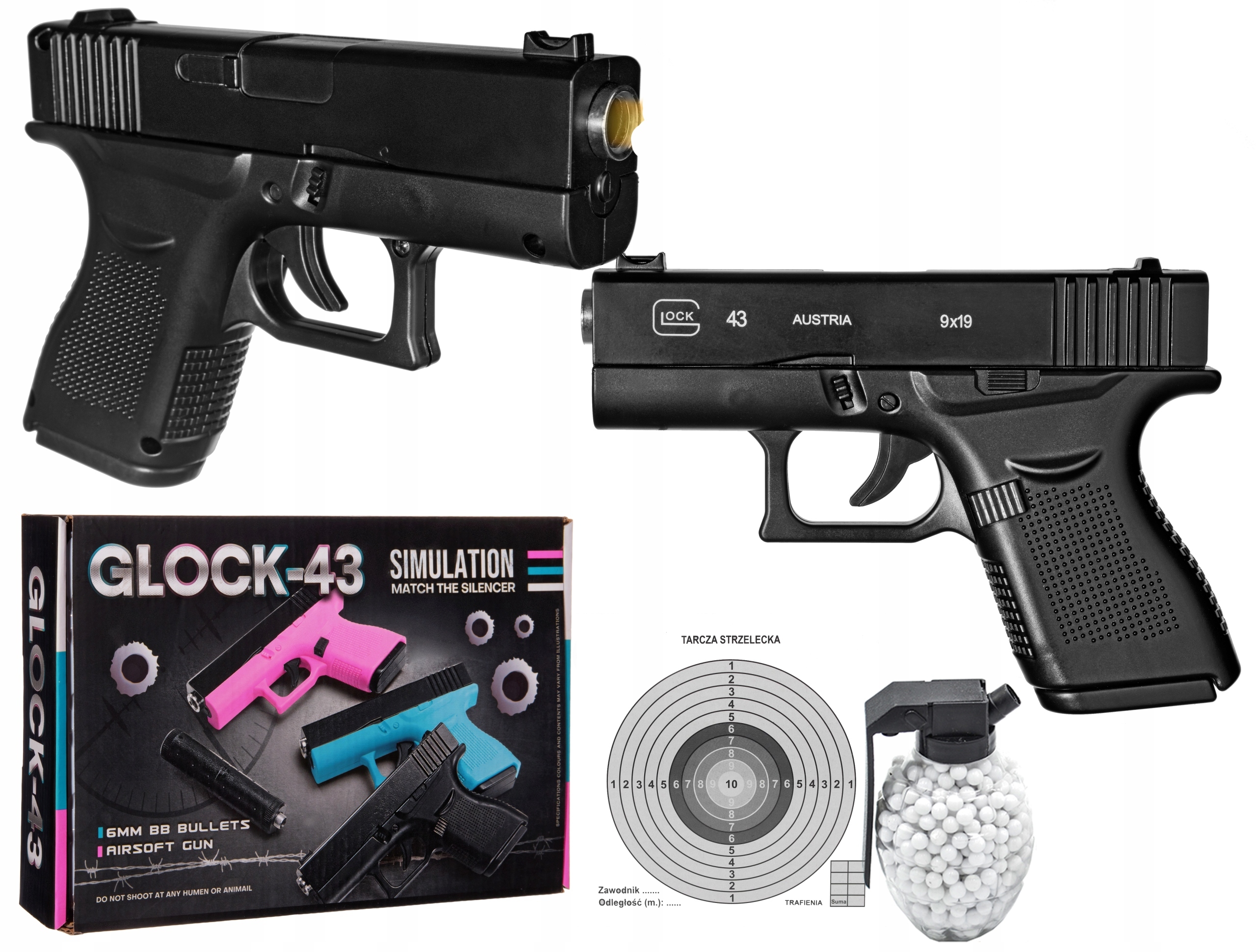 

Metalowy Pistolet Glock 43 6 MM Asg Kulki
