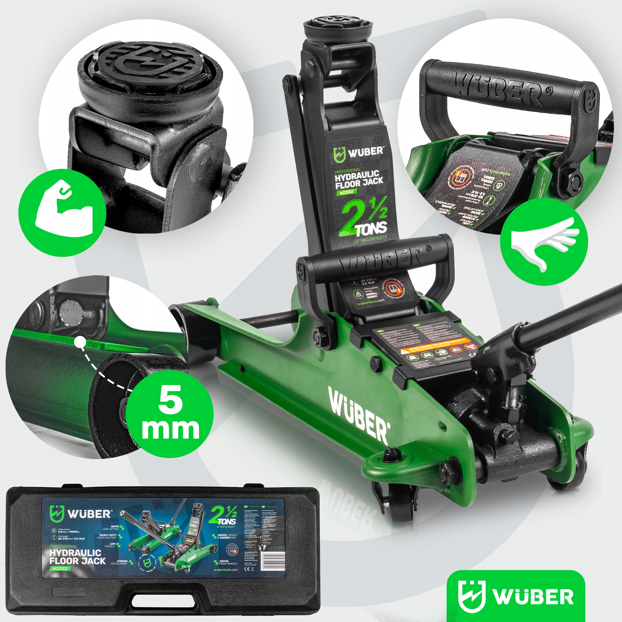 PODNOŚNIK SAMOCHODOWY NISKOPROFILOWY ŻABA LEWAREK GUMA 2,5T ZAKRES 85-380MM Kod producenta PODNOŚNIK SAMOCHODOWY ŻABA W22002