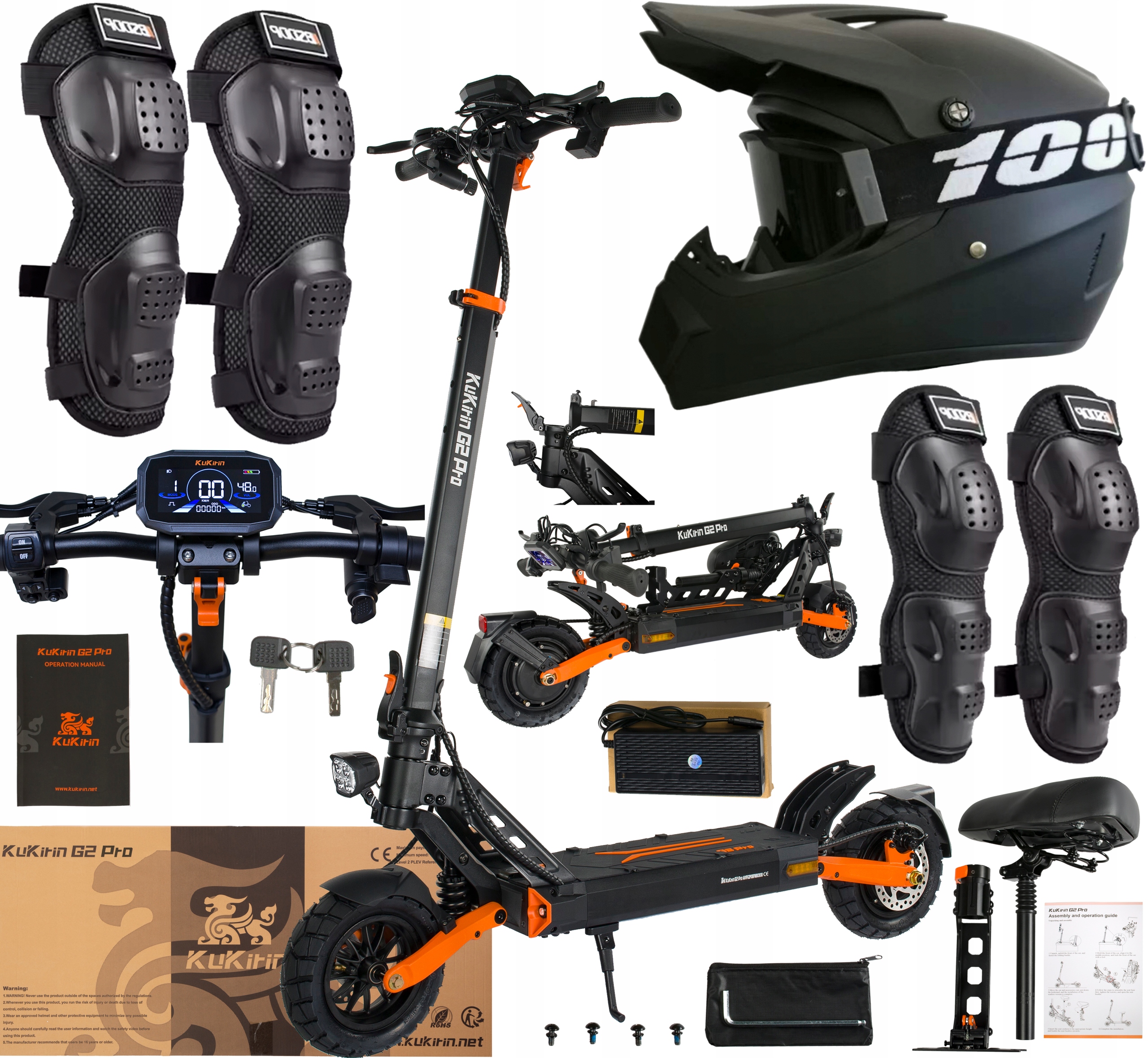 KuKirin G2 Pro Elektrická vozidla 1000W 48V 15.6AH 45KM/H 58KM 9" Dárek