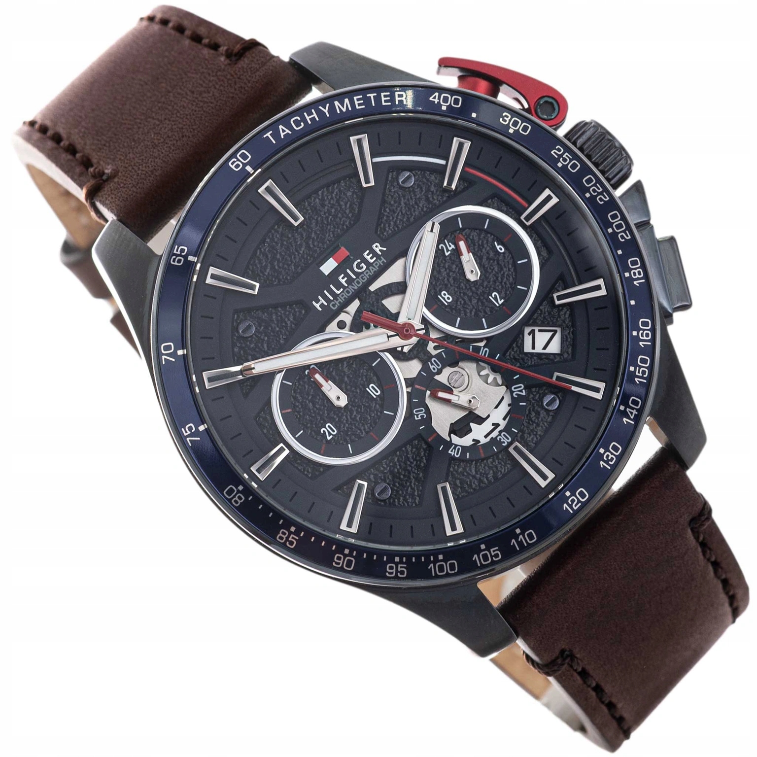 Pánské Hodinky Tommy Hilfiger 1792268 Bank Hnědé S Módním Řemínkem, Stopky