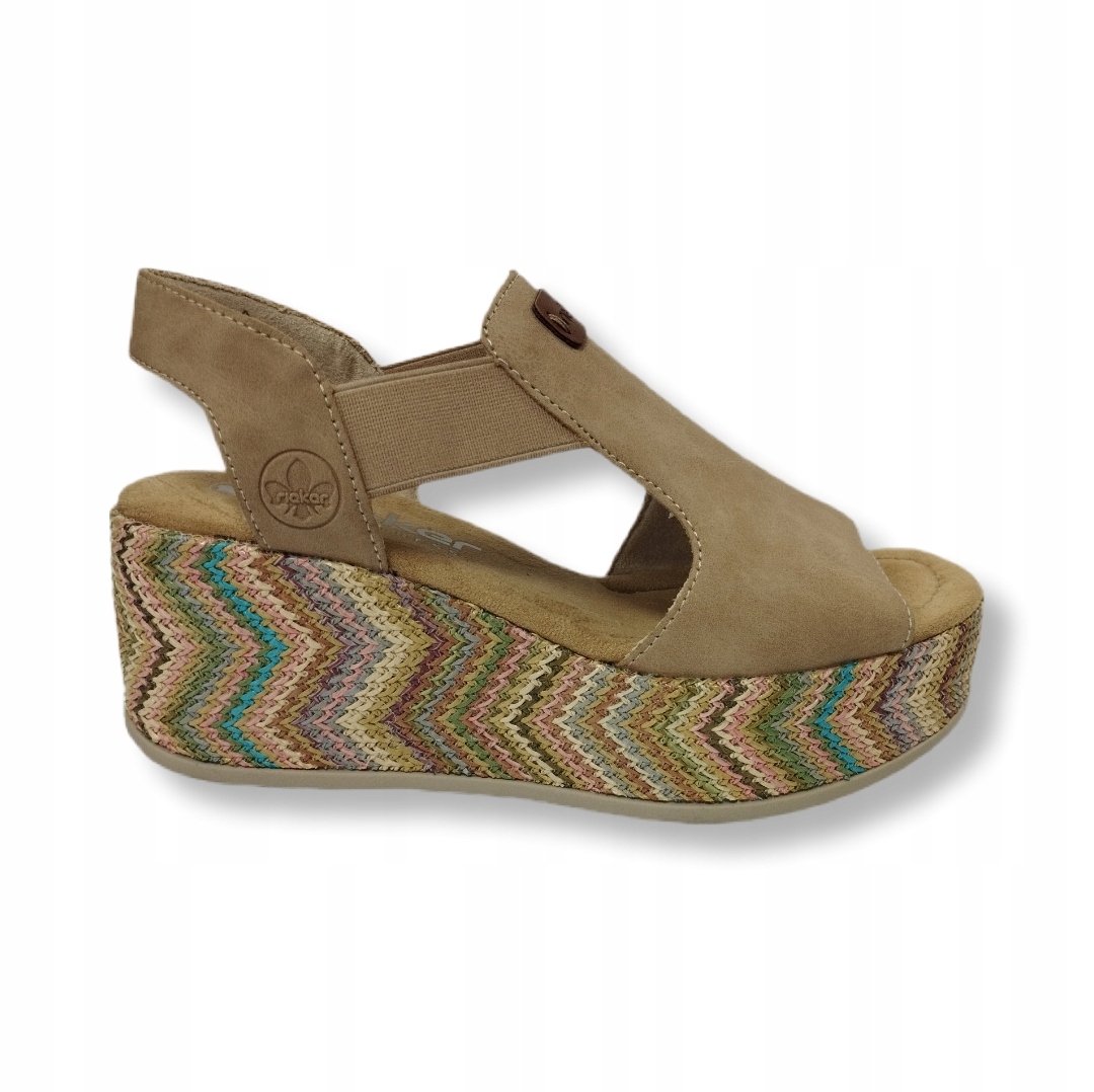 Rieker sandały damskie 69472-60 platforma beżowe r. 39