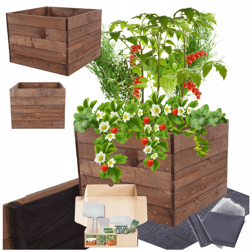 Zeleninová Zahrada záhon vyvýšená truhla pařeniště květináč dřevěný 45x60x30