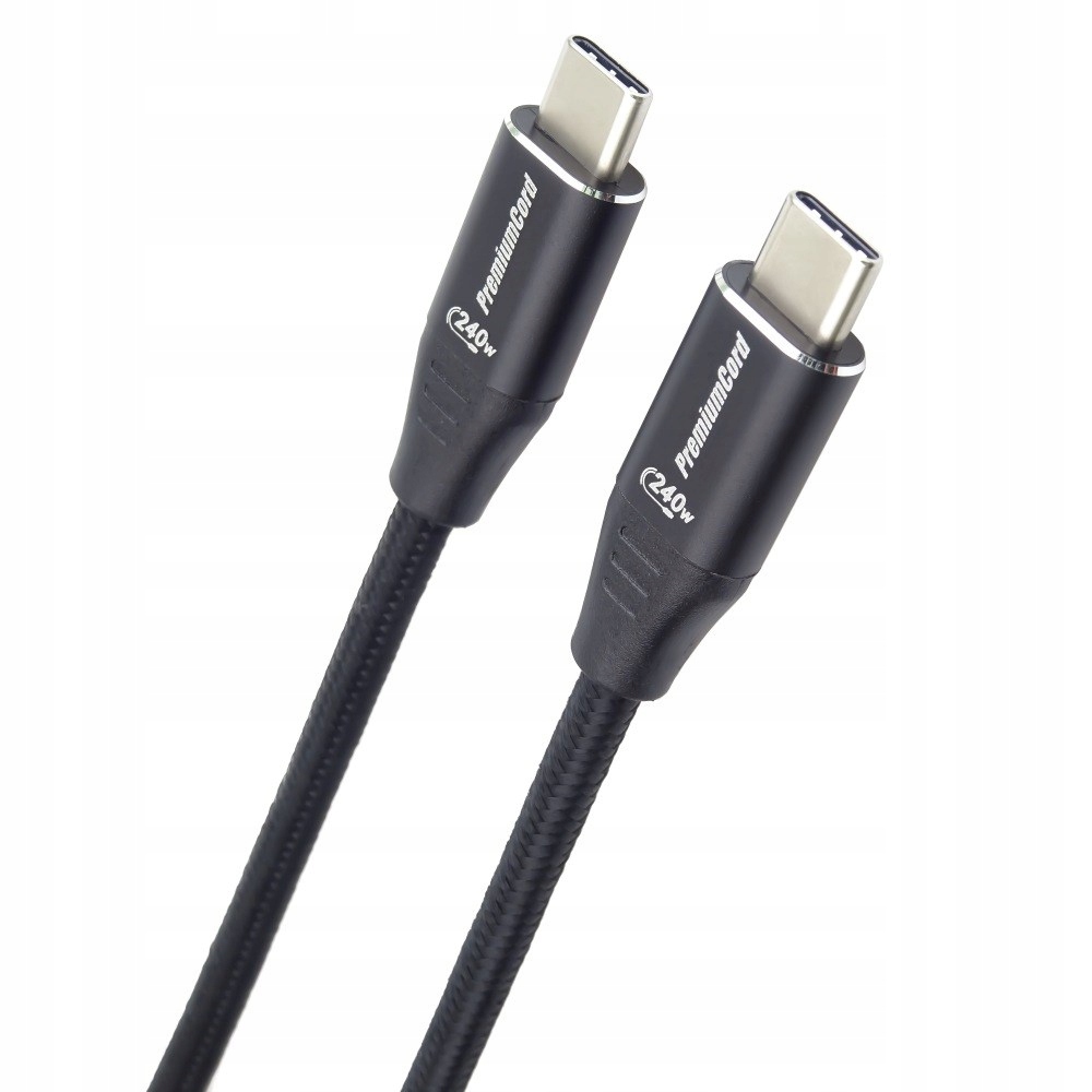 Premiumcord Kabel Usb-c 2.0-USB-C 2.0 240W 48V/5A bawełniany oplot dł 1,5m
