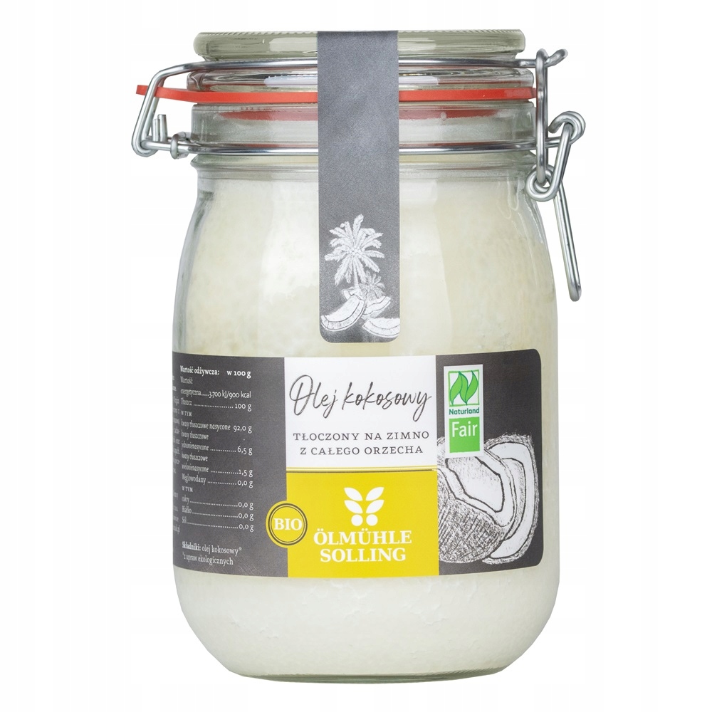Olej Kokosowy Bio 1000 ml, nierafinowany, naturland fair, Ölmühle Solling