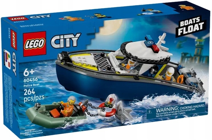Stavebnice 264 dílků Lego City Pronásledování policejní lodí 60456