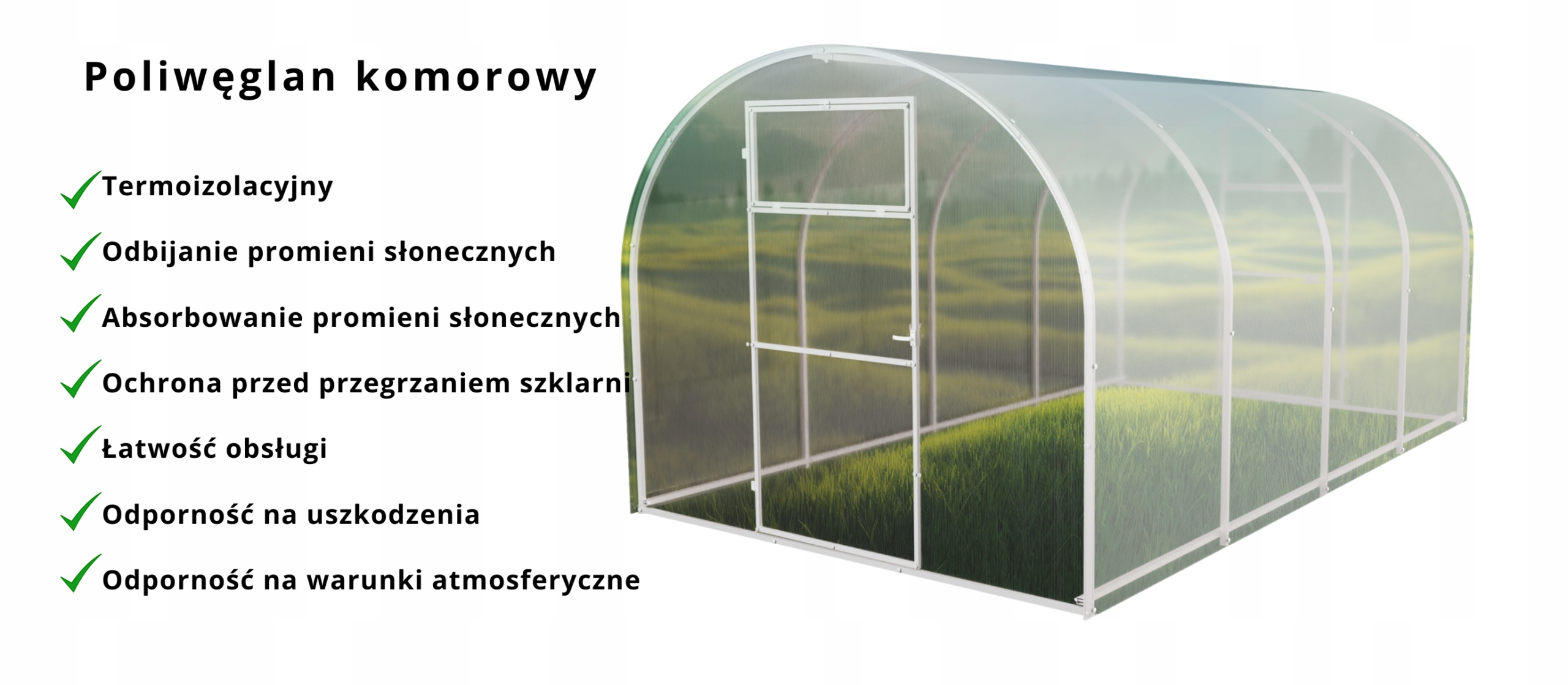 Szklarnia z poliwęglanu Tunel ogrodowy 2,4x12 m profile 20x20 poliwęglan 3m Szerokość 2.4 m