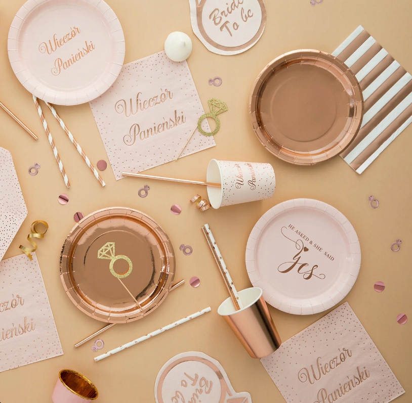 Talerzyki metaliczne ROSEGOLD urodzinowe 18cm 6szt EAN (GTIN) 5904610130599