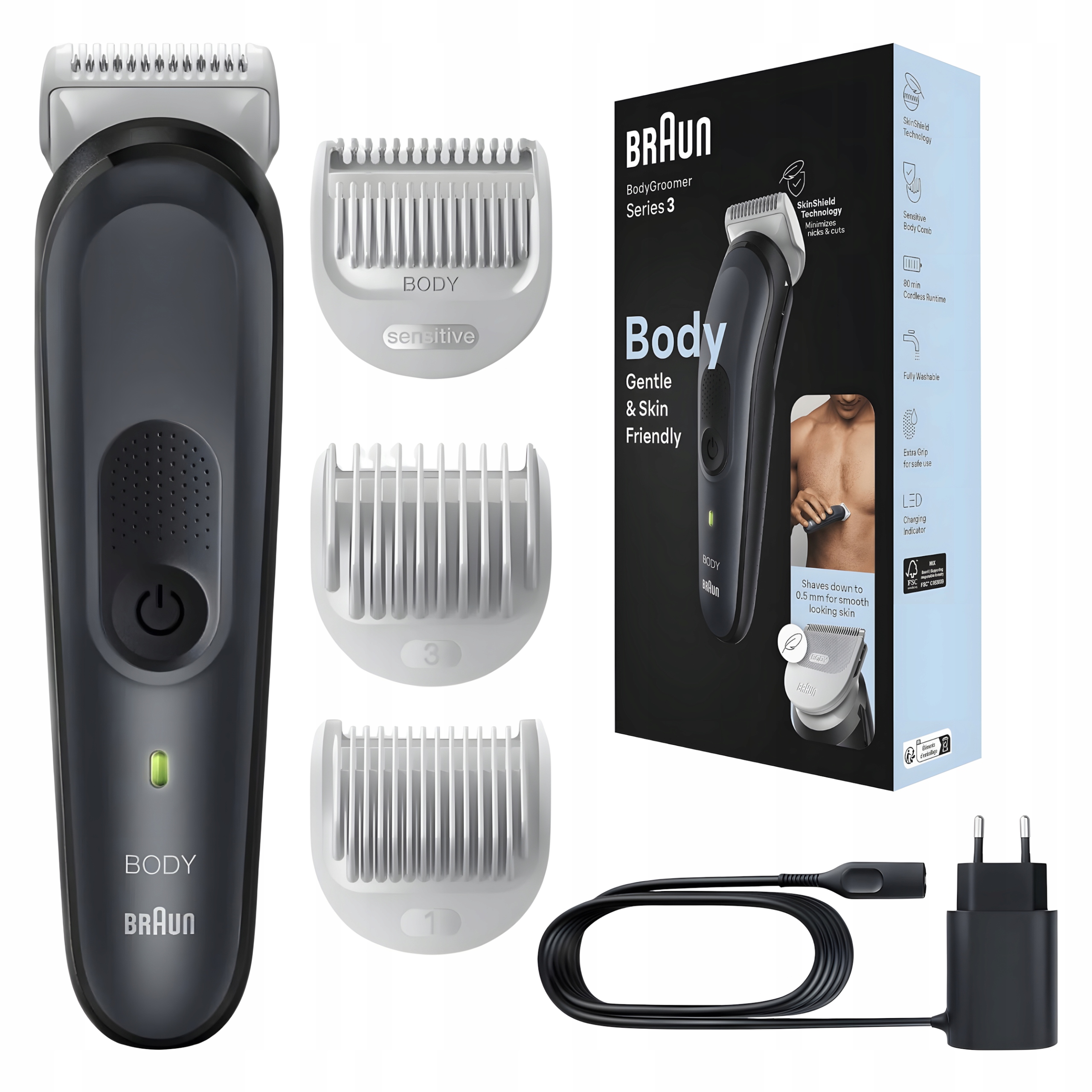 Golarka Męska Elektryczna BodyGroomer Braun Series 3 BG3340 Czarna