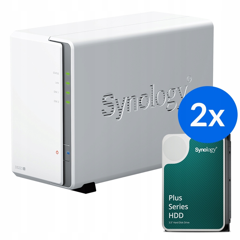 Synology DS223j /24T 2-pásmový Nas server v sadě s disky o celkové kapacitě