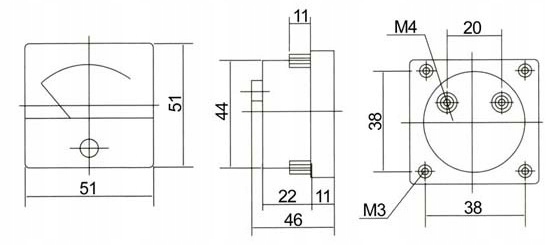 Miernik analogowy panelowy amperomierz 8A /0285 Model DH-50