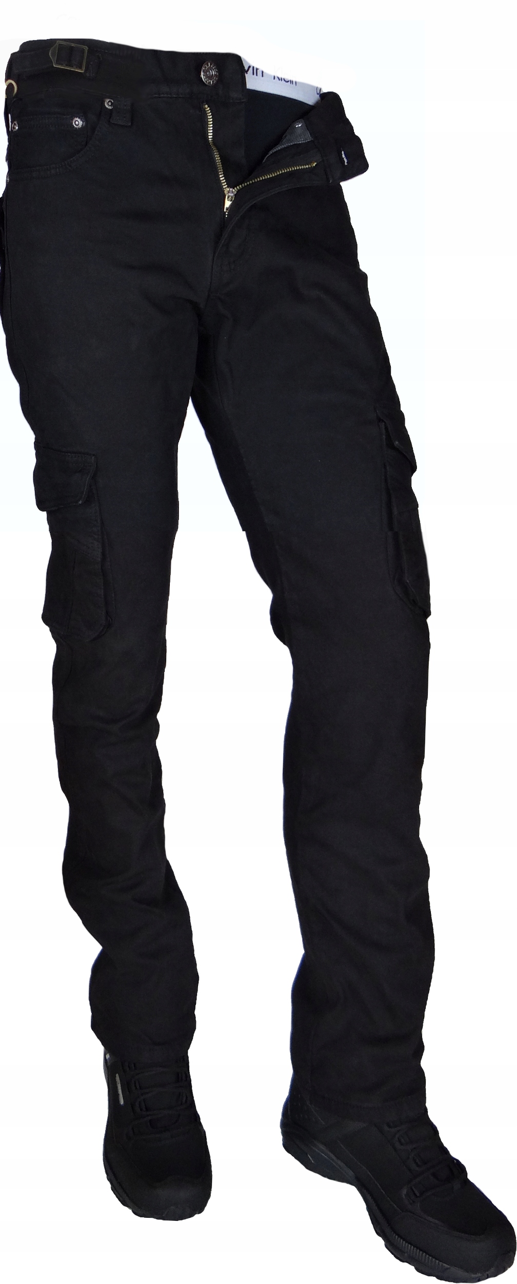 Spodnie Bojówki CZARNE r 35 L30 WORK-Y Krótsze Rozciągliwe Różne Rozmiary Długość nogawki długa