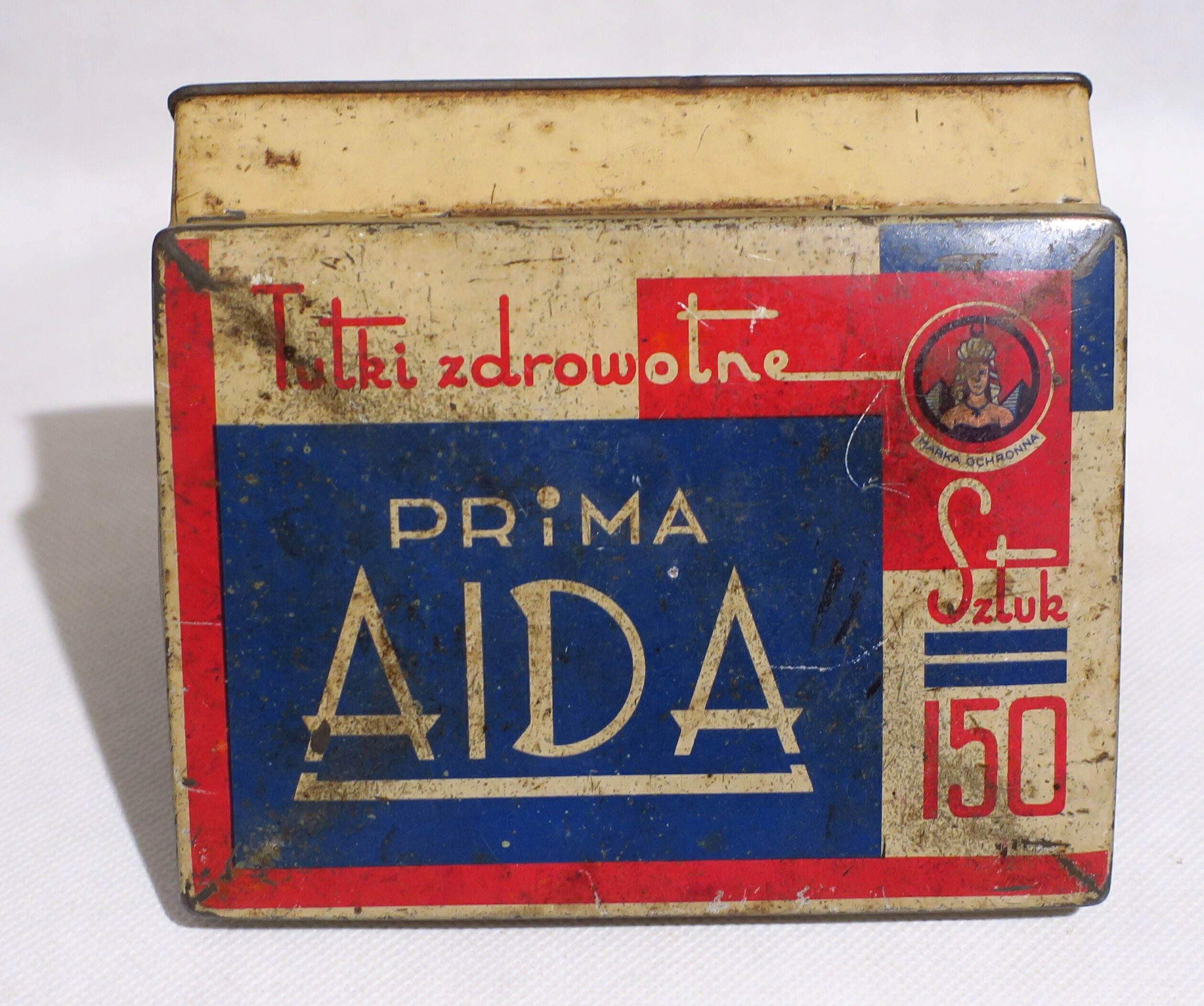 TUTKI ZDROWOTNE PRIMA AIDA PRZEDWOJENNE PUDEŁKO PO PAPIEROSACH 11x15x3,5 CM