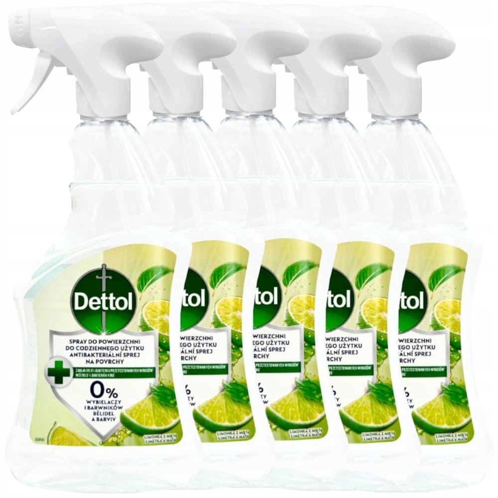 Sada Dettol 5x Antibakteriální limetkový sprej na čištění mytí 500 ml