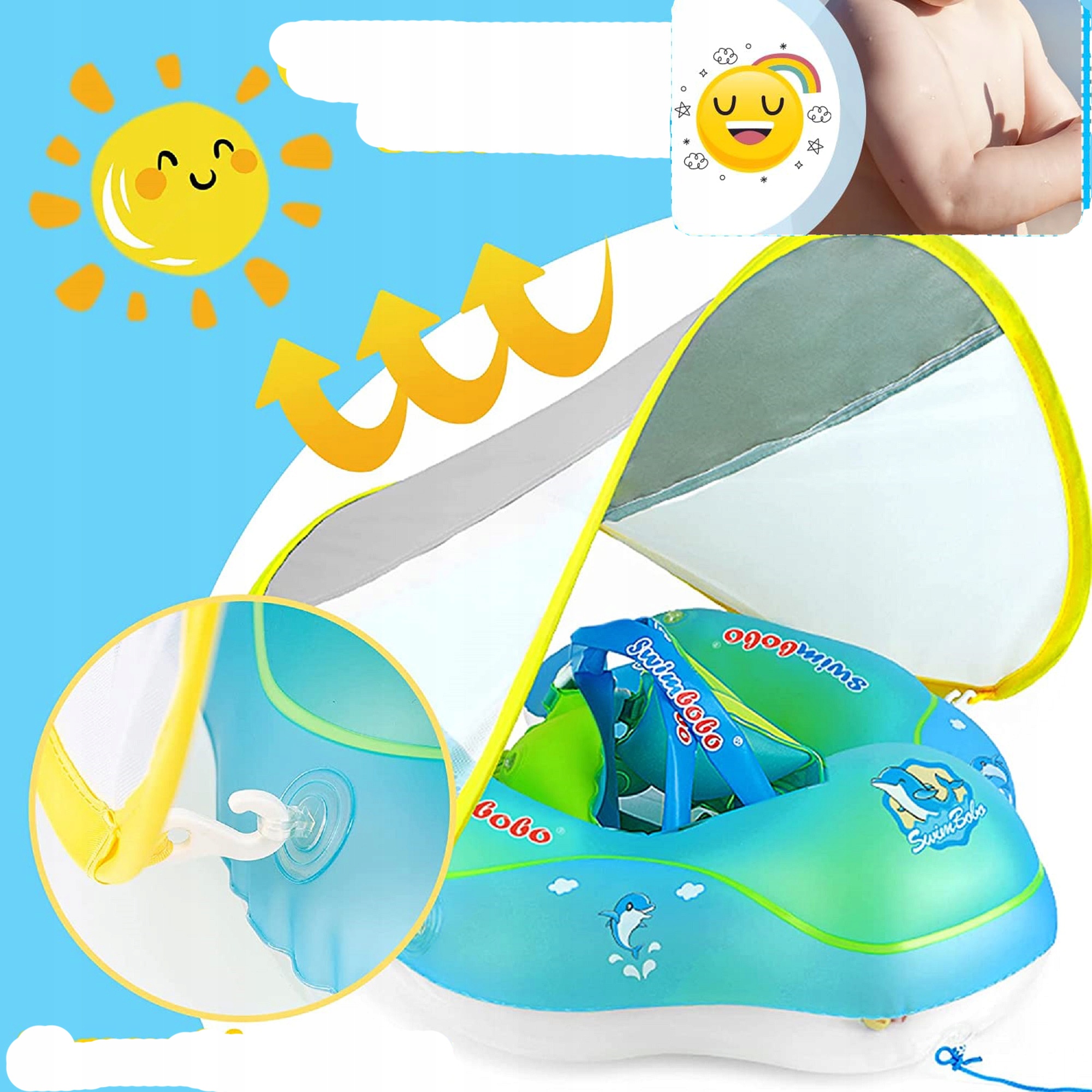 KOŁO DO PŁYWANIA DLA NIEMOWLĄT DZIECI Z DASZKIEM Kod producenta YYQ-002-FB