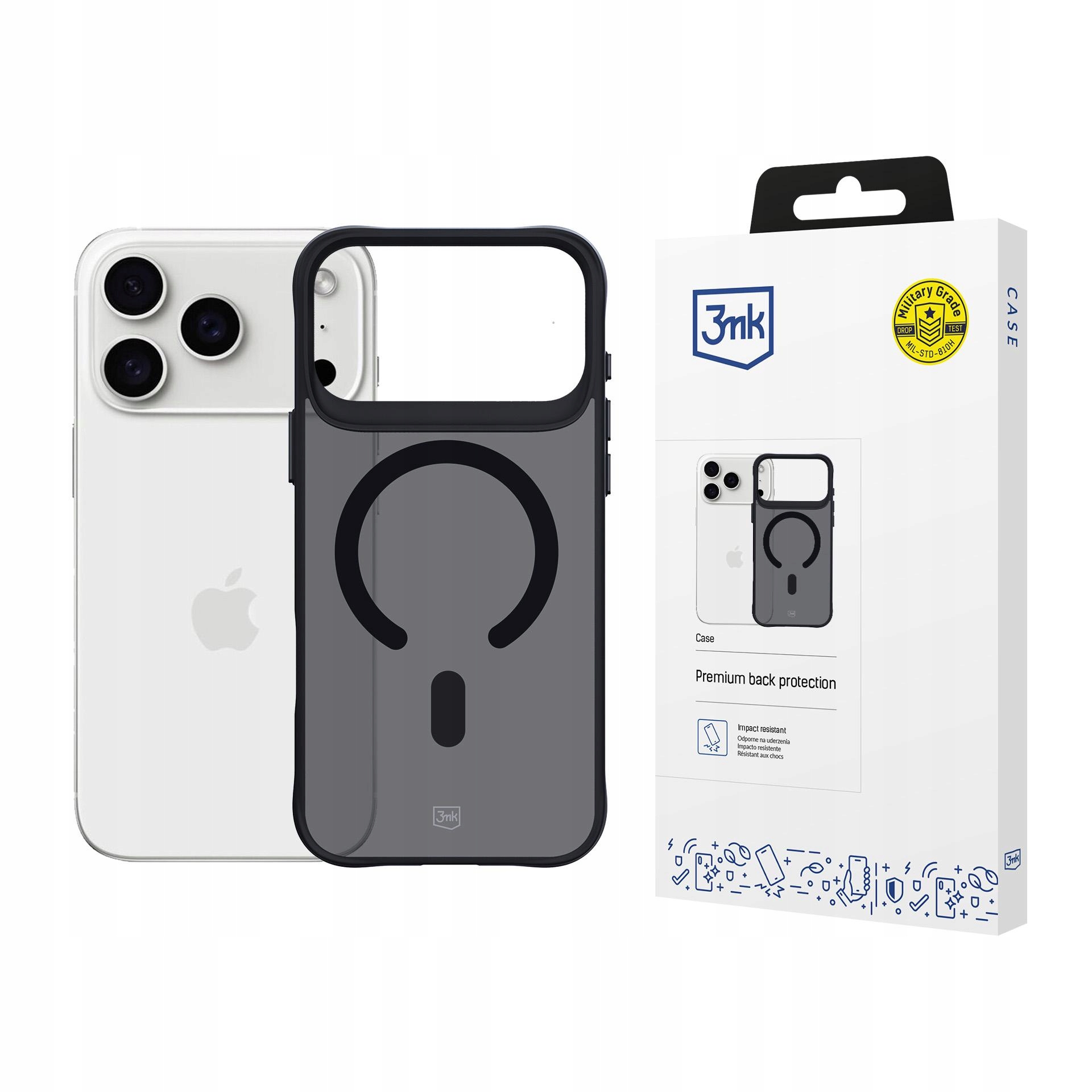 Etui 3mk Smoke MagCase na iPhone 17 Pro Max czarne półprzezroczyste 3mk