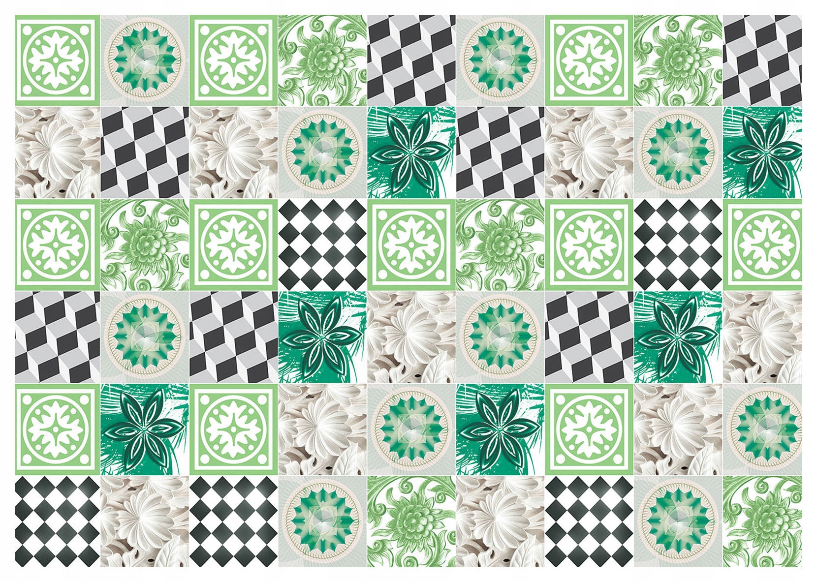 Fototapeta Mozaika Geometrická rostlinná abstrakce Dlaždice 416x254 lepidlo