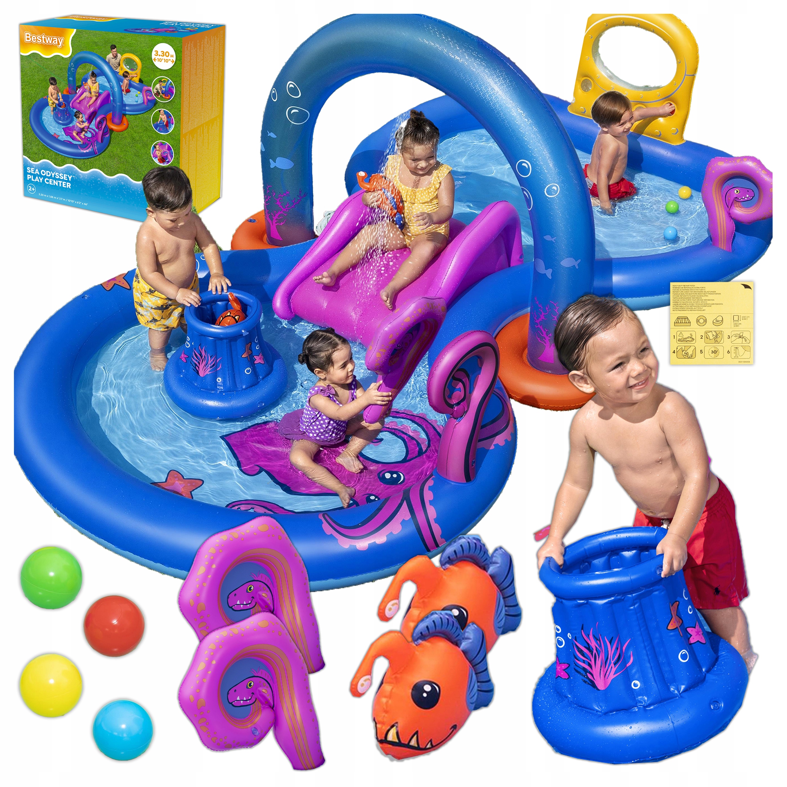 Detský Vodný Bazén Nafukovacie Hračky Šmýkačka Bestway 330x188x117