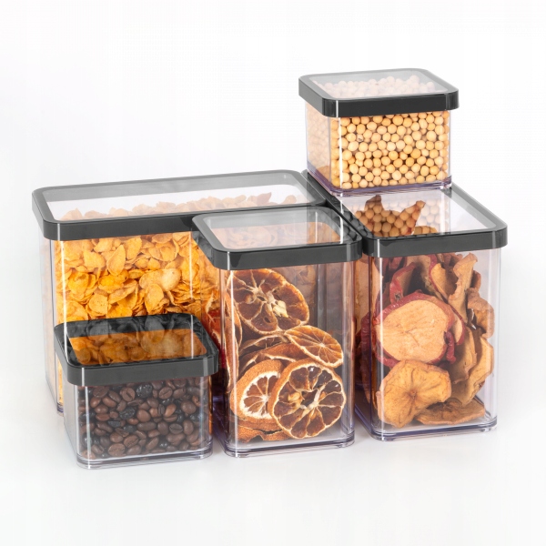 ROTHO ZESTAW 4x POJEMNIK ORGANIZER ŻYWNOŚĆ ARTYKUŁY SYPKIE CZARNY 0,5L LOFT Pojemność 0.5 l
