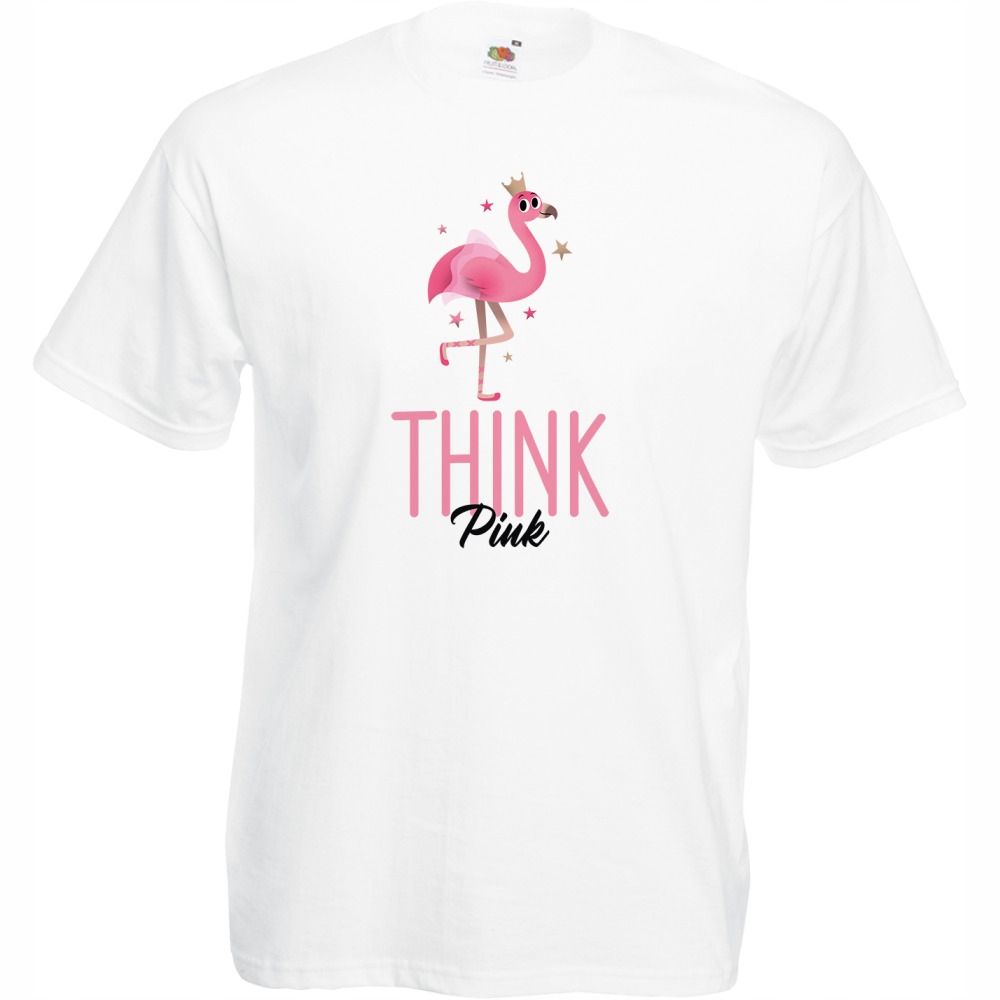 

Koszulka think pink flaming L biała