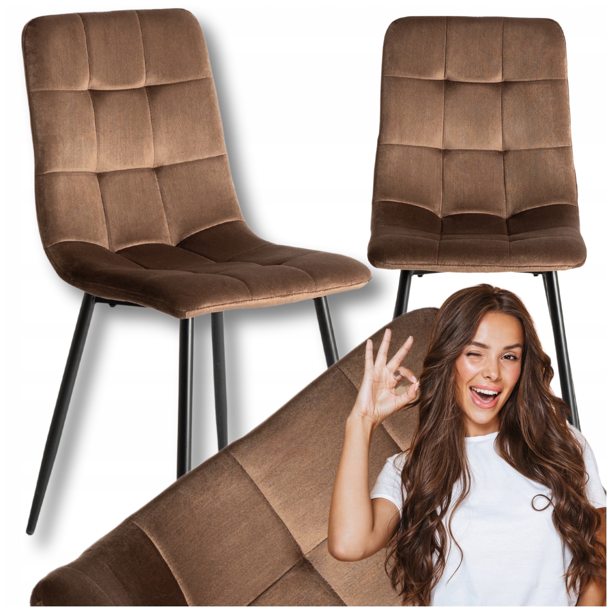 Čalouněná kuchyňská židle Velurová do jídelny Obývací pokoj Loft Hnědá Peru