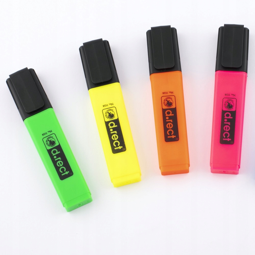 ZAKREŚLACZ 4 KOLORY ZESTAW TEXTMARKERY FLUO Marka D.rect