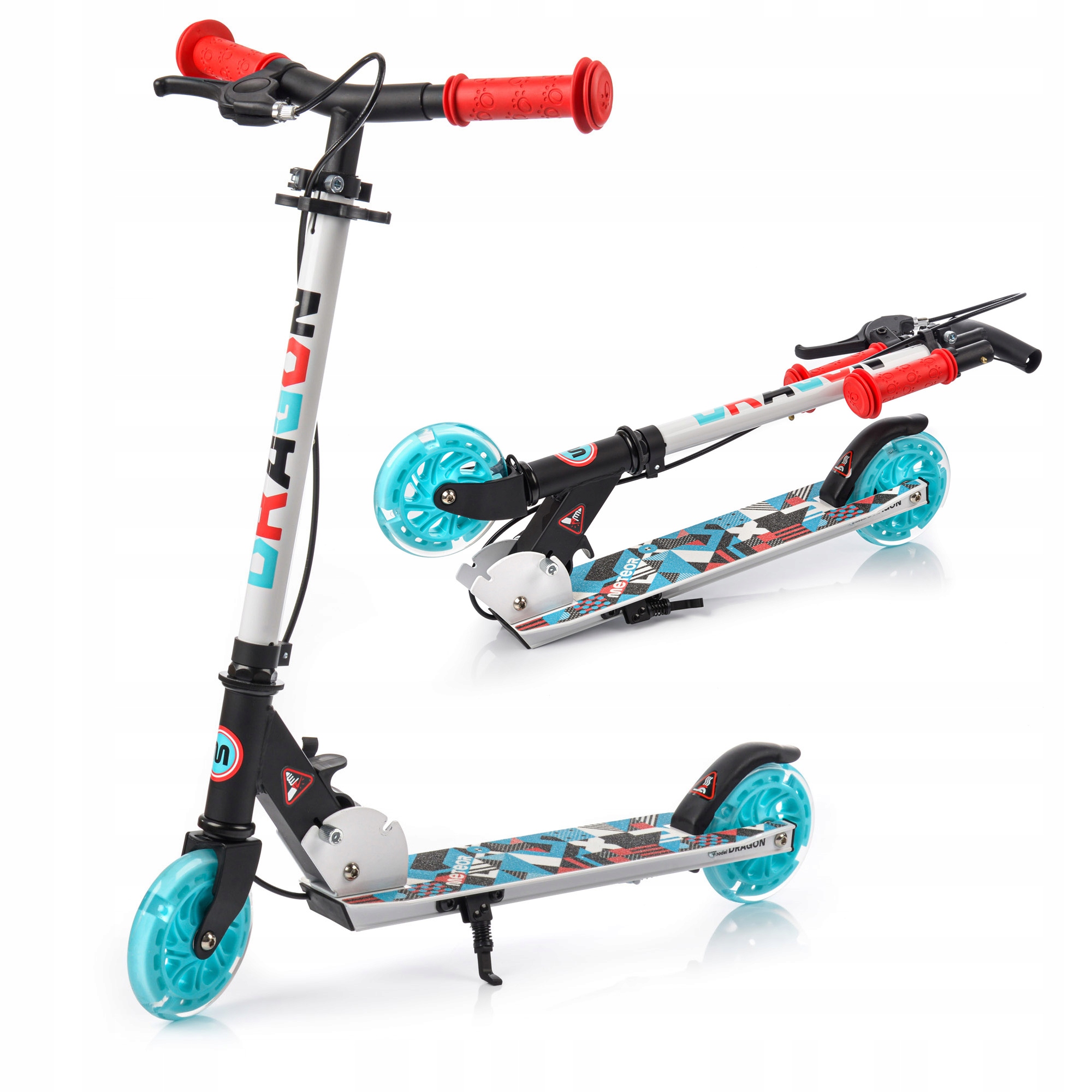 Hulajnoga dla dzieci składana miejska lekka koła Led 140 mm Meteor Dragon