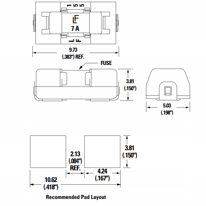 [2 szt] Gniazdo Bezpiecznika SMD 2410 (1808) 6.1x2.7mm do 10A Littelfuse Producent Inna