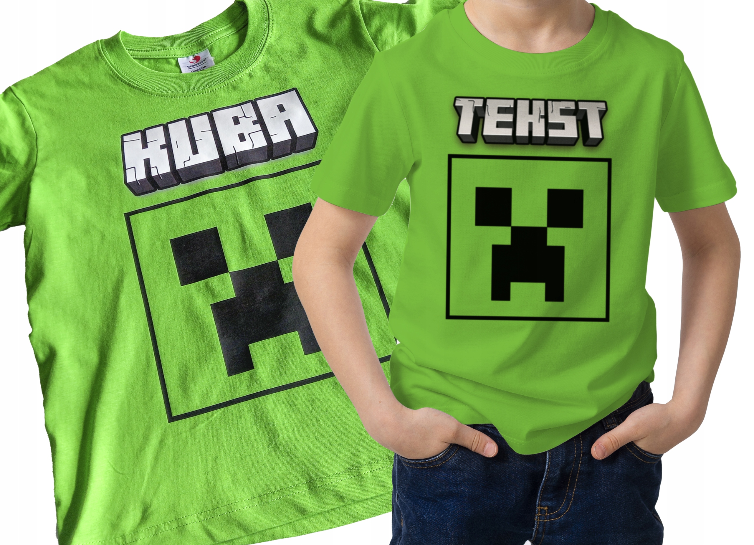 

koszulka jak Minecraft twój Tekst 110 116