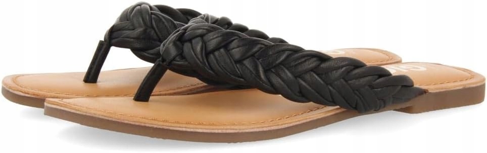 Gioseppo Černé Dámské Žabky Z Přírodní Kůže S Copem, Velikost 38