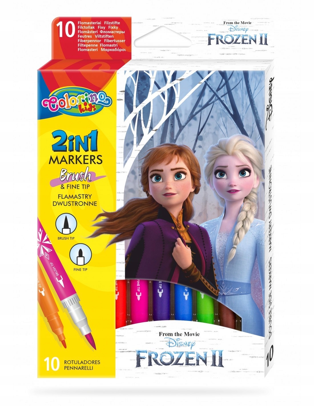 Flamastry dwustronne 10 kolorów Frozen II Colorino Liczba sztuk w zestawie 5 szt.