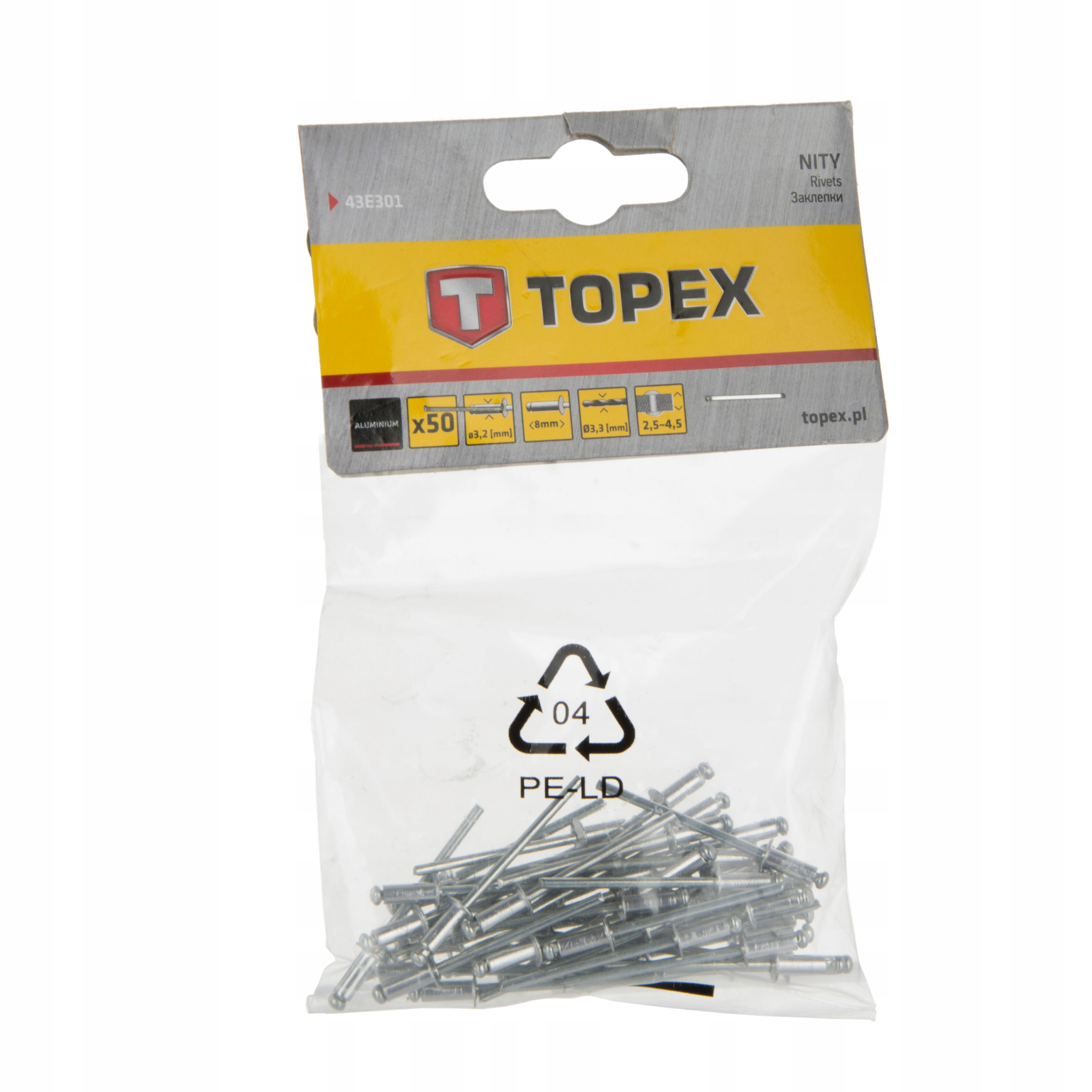 

Nity Aluminiowe 3,2x8mm 50szt. Topex