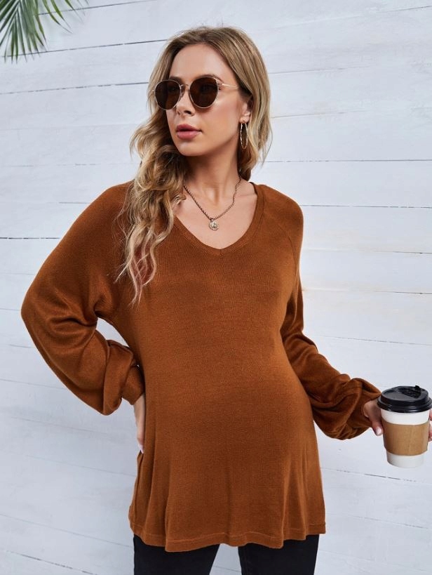 SHEIN SWETER BRĄZOWY CIĄŻOWY DŁUGI RĘKAW 46 VXE Rozmiar 46