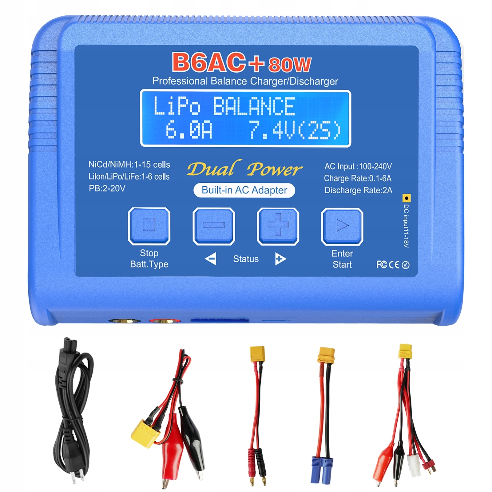 Nabíječka B6AC+ 80W Napájecí Zdroj Lipo Nimh Lihv S Balancérem adaptéry
