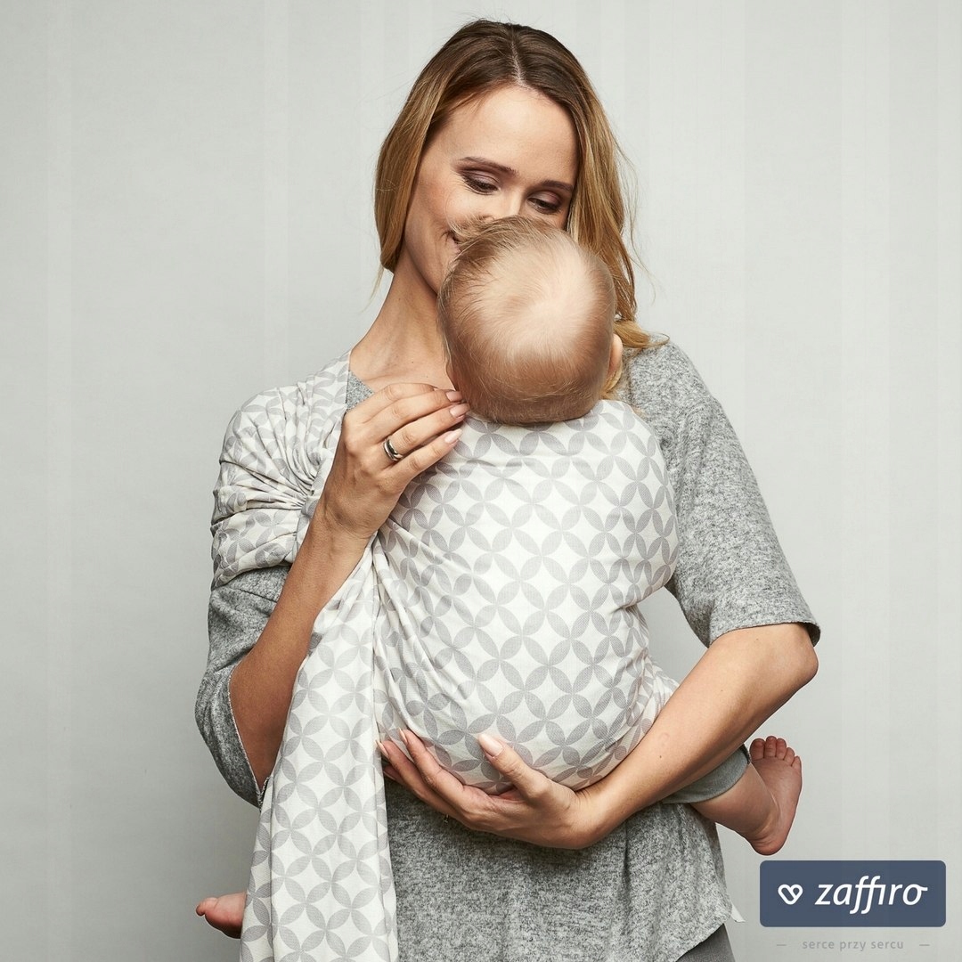 ZAFFIRO Chusta kółkowa tkana do noszenia dzieci - Kolor Odcienie szarości i srebra
