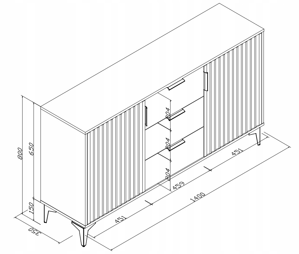 KOMODA DO SALONU SZAFKA DO POKOJU RYFOLWANE FRONTY BIAŁA MAT GLAMOUR LFT101 Kolor frontów biały