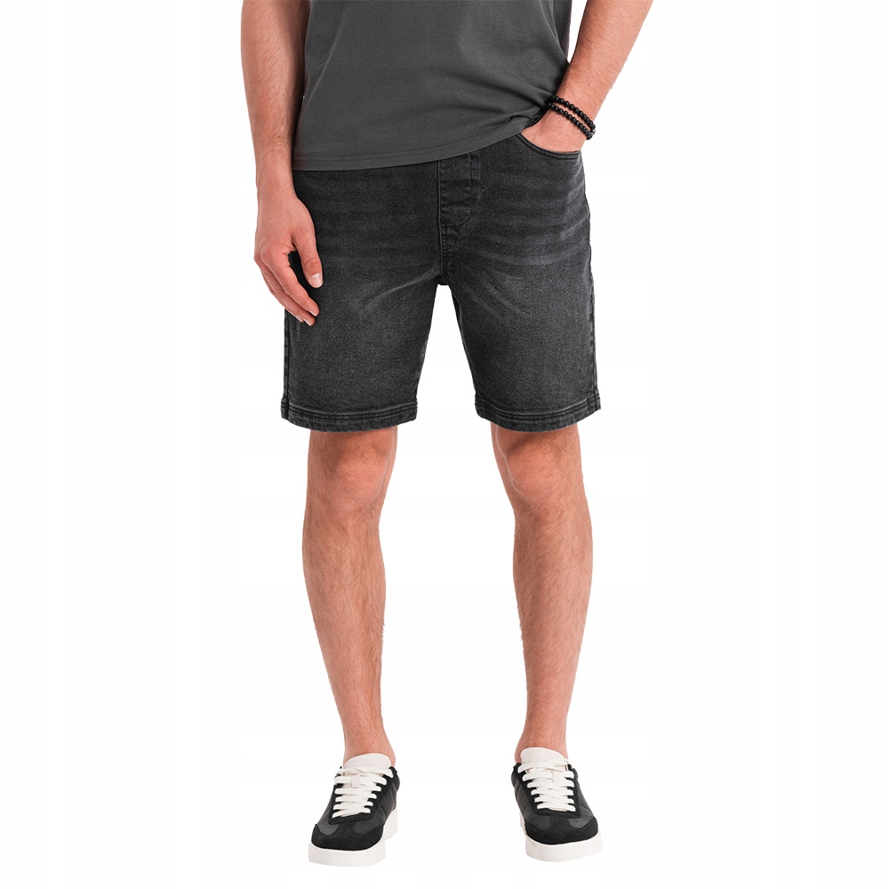 Pánské džínové kraťasy s efektem seprání černé Ombre OM-SRDS-0192 V4 vel. S