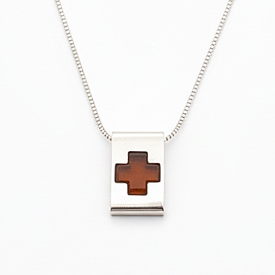 Stříbrný Kříž S Vínovým Jantarem, Přívěsek, Unisex