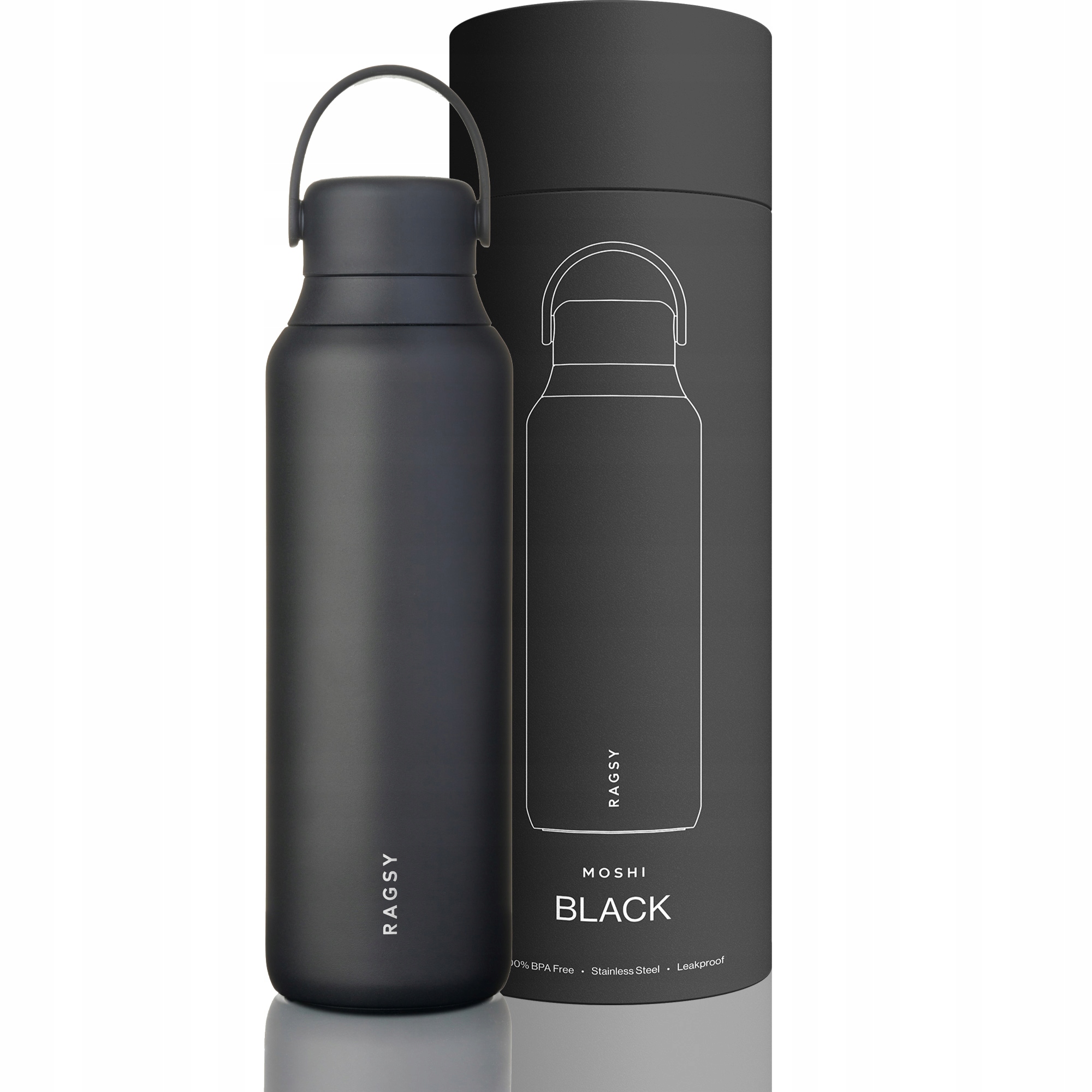 Butelka termiczna Moshi z ceramicznym wnętrzem 600 ml 14/28h Black