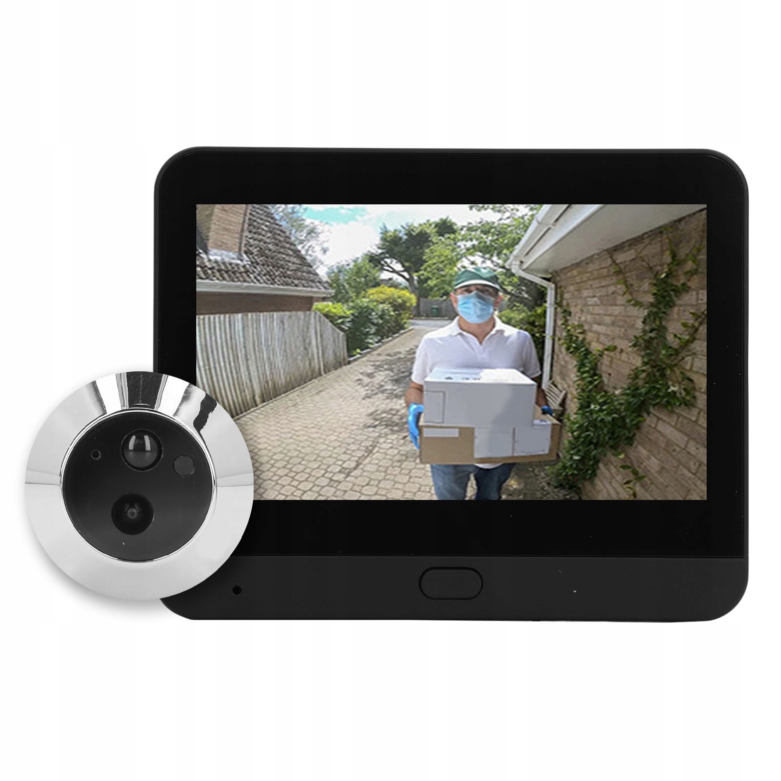 Elektronický Hľadáčik Na Dvere S Kamerou 4.3" Ips LCD 1080P Na Batérie, Čierny