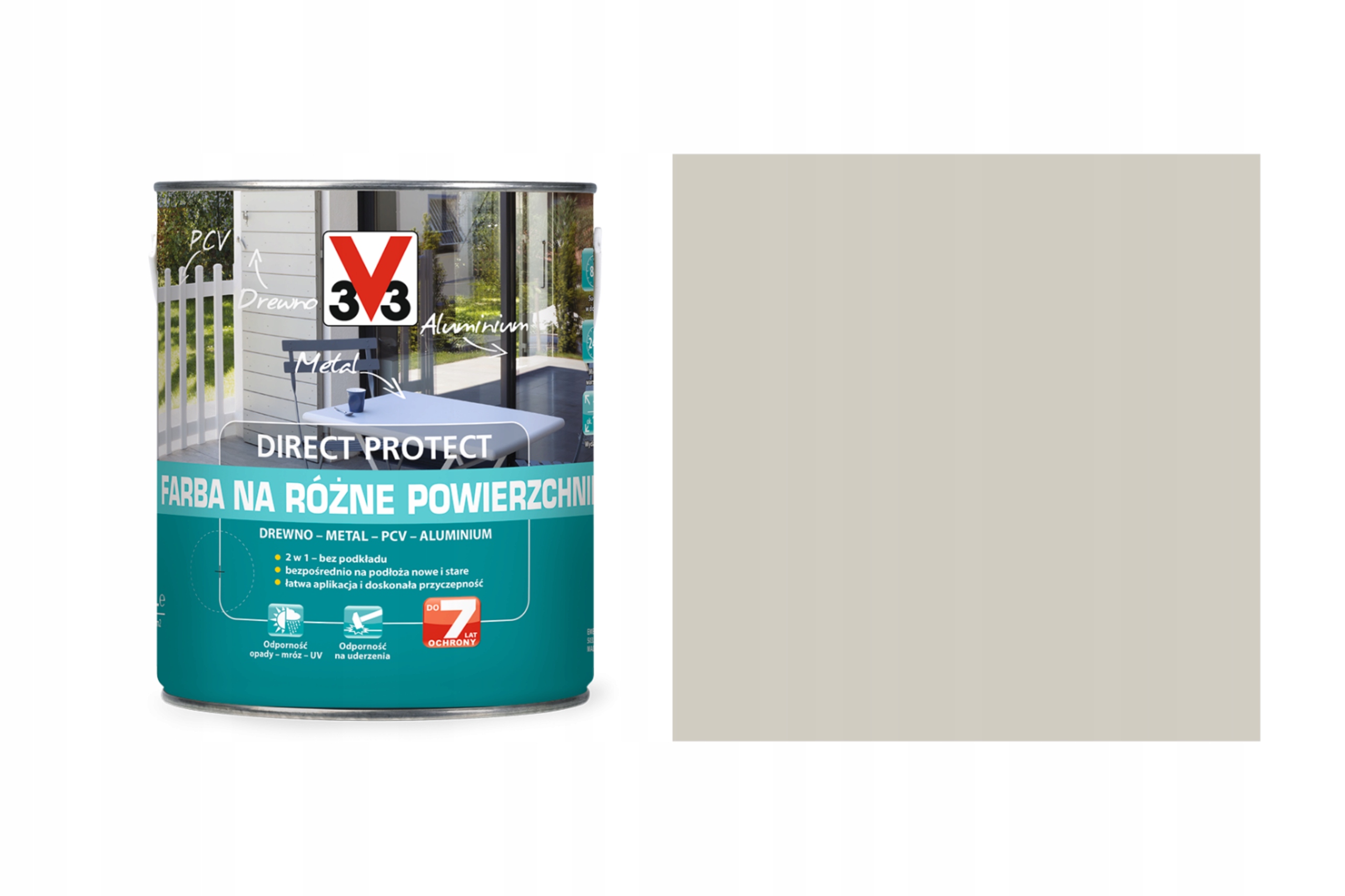 

V33 Direct Farba Różne Powierzchnie Aluminium 2,5L