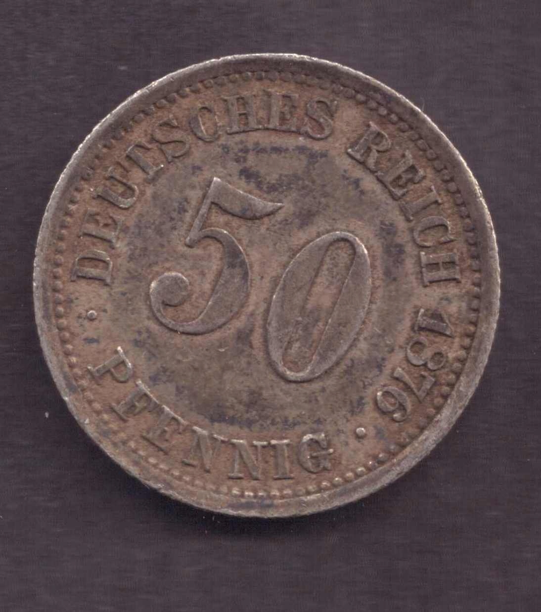 Niemcy - srebro - 50 Pfennig 1876 A rok