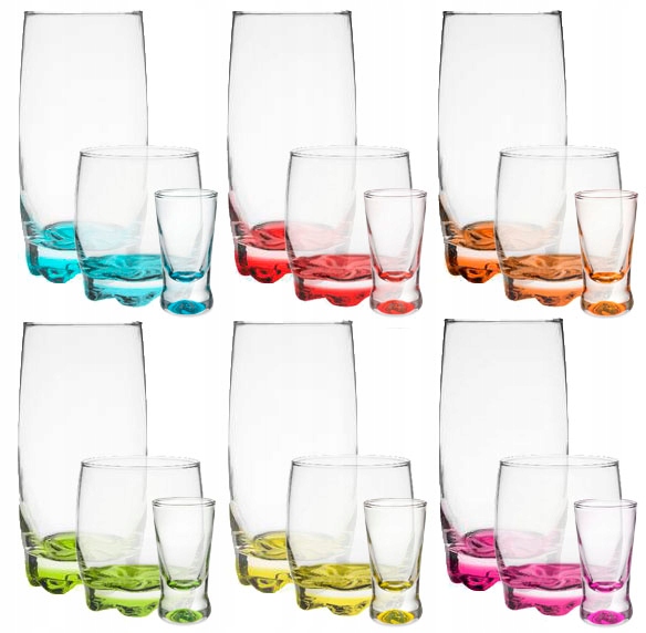 

18-EL Kolorowe szklanki i kieliszki 25+250+350 ml