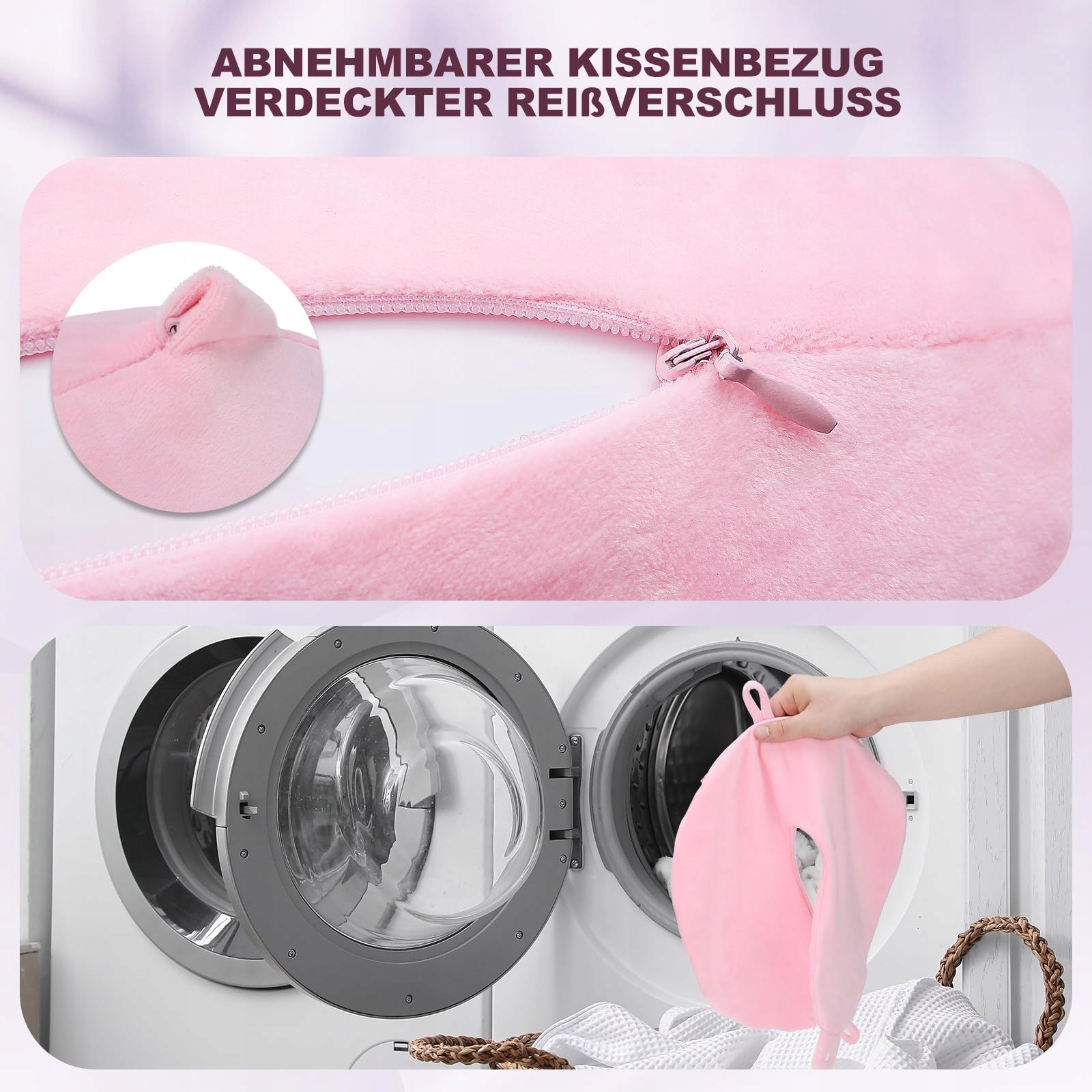 CIROLD Ergonomiczna Wygodna Poduszka Na Szyję Dmuchana Podróżna Różowa — miniatura 4