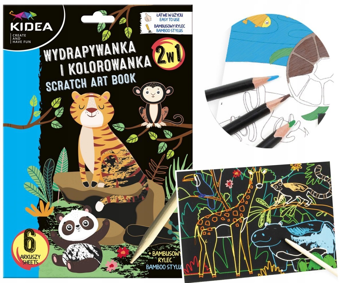 

Wydrapywanka Kolorowanka Zwierzęta 6 ark. Rysik