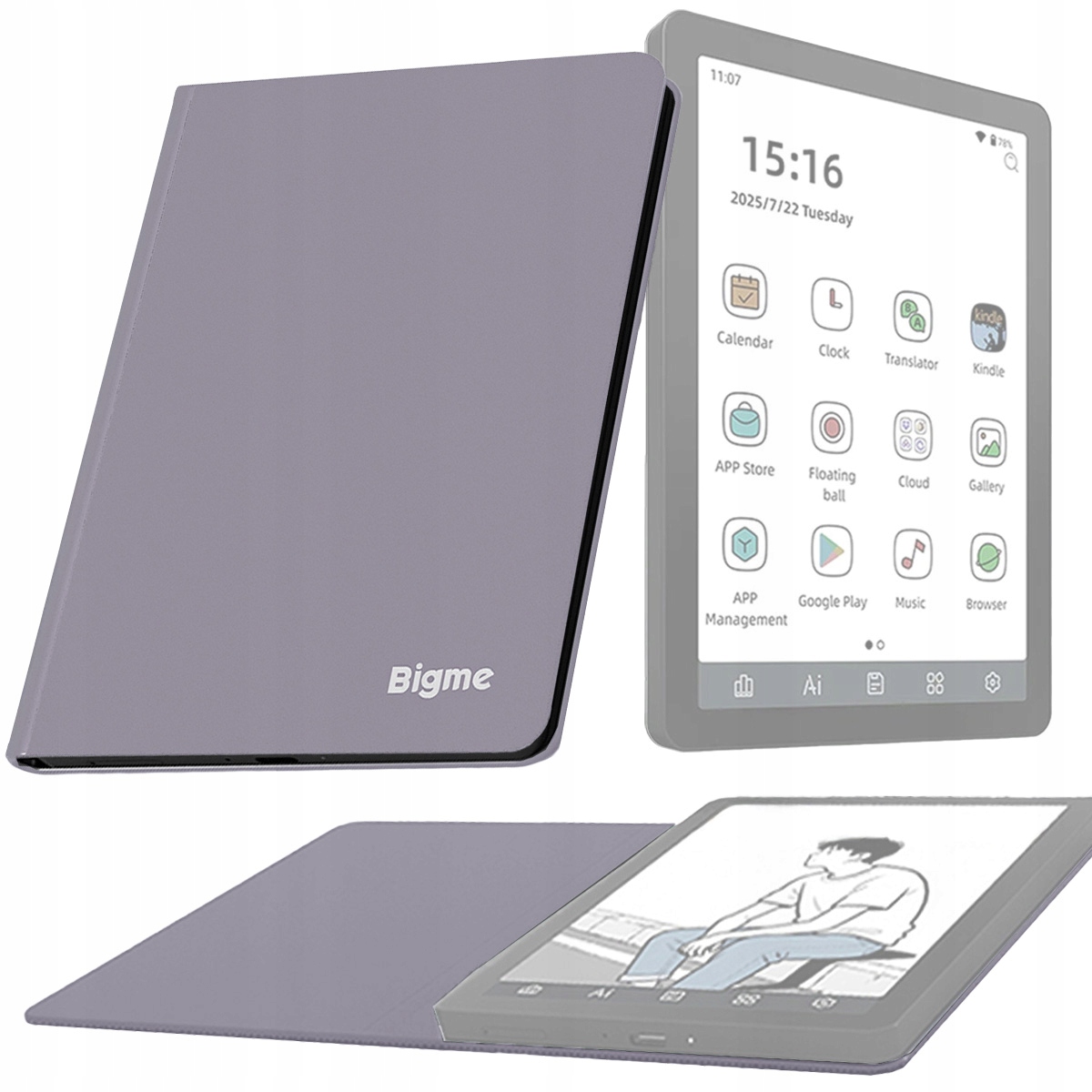 Pouzdro pro Bigme B6 Čtečku e-knih s klopou Levandulové