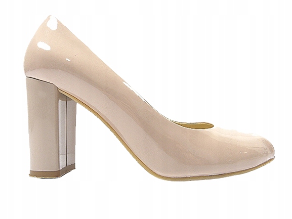 Pudrově růžový lak sloupek kožené boty pohodlné lodičky na podpatku Sala 37