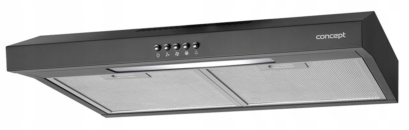 Czarny okap kuchenny podszafkowy 60cm Concept