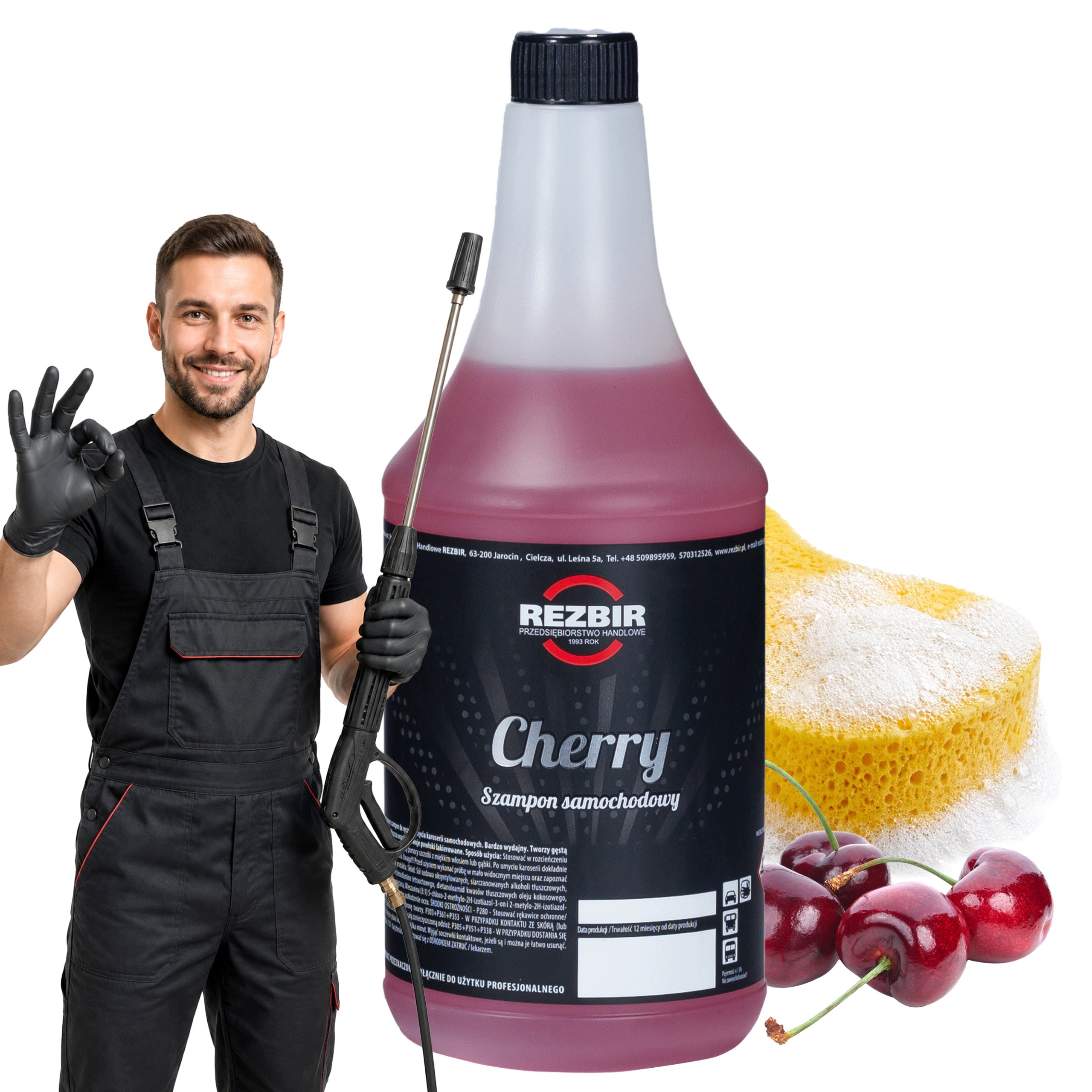 Szampon samochodowy do mycia ręcznego karoserii samochodu Rezbir Cherry 1 l
