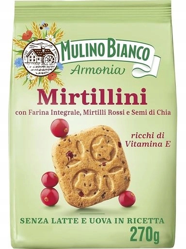 4x Křehké sušenky s brusinkami Mirtillini 270 g Mulino Bianco